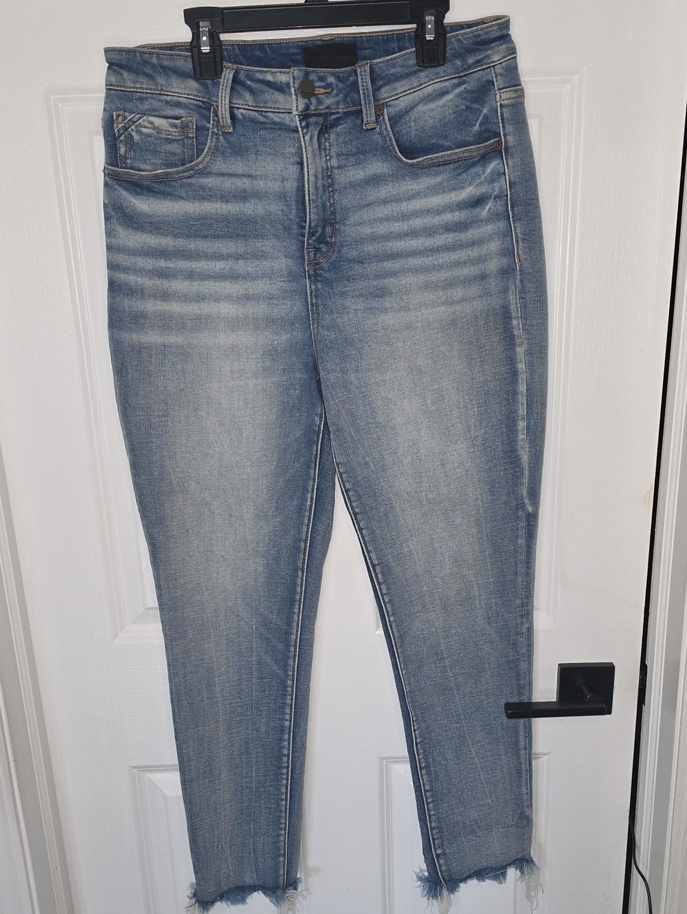 Buckle Light Blue Cropped Frayed Hem Jeans